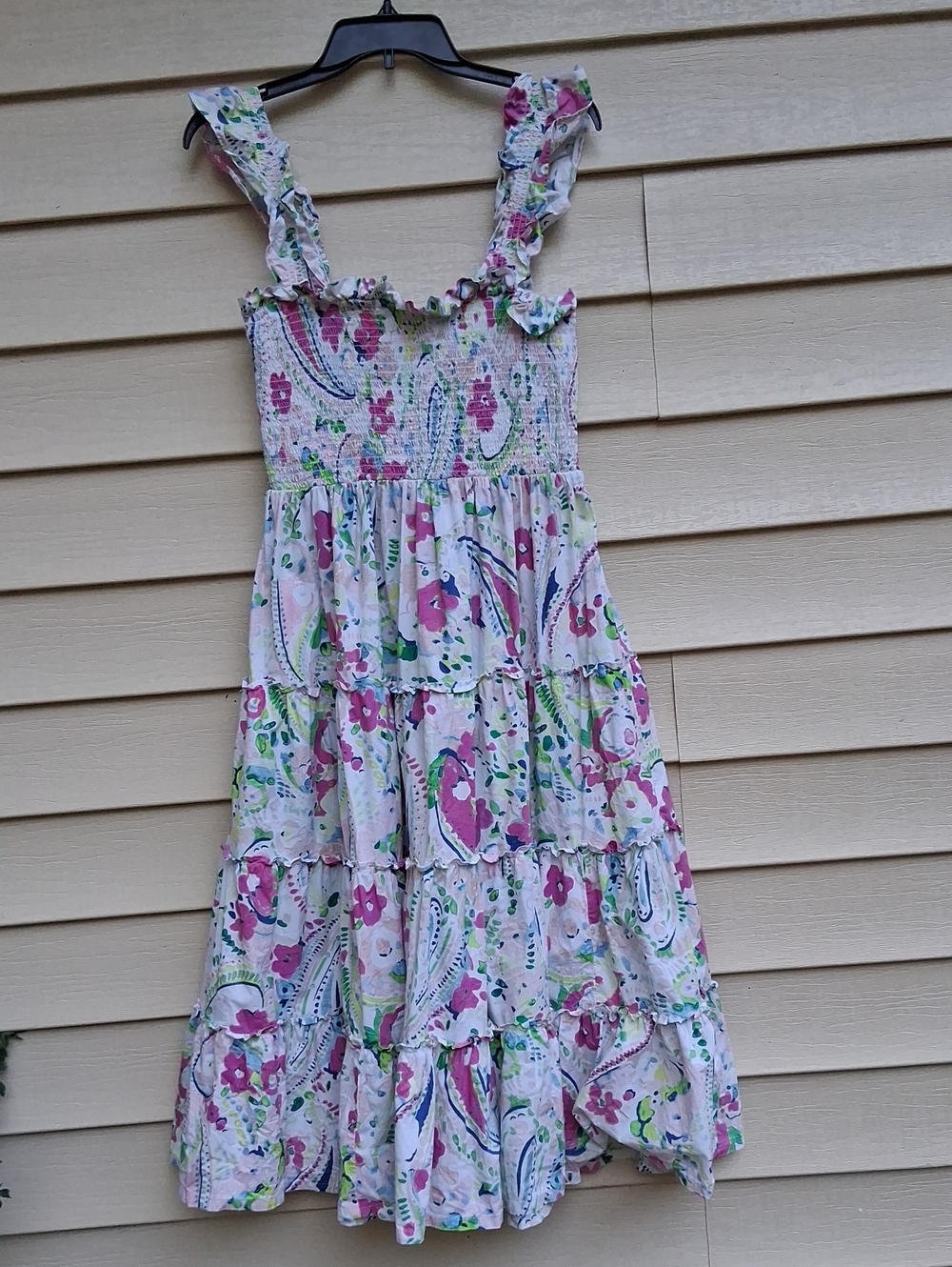 crown & ivy Pink and Green Floral Tiered Maxi Sundress
